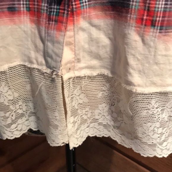 Old Navy upcycled and bleached plaid shirt Size L - Picture 4 of 6